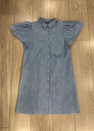 Платье рубашка джинсовое с фонариками4 фото