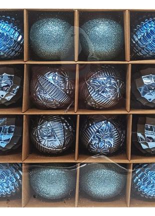 Набор елочных игрушек "шары" 6279-4/9 голубой, 16 шт 0201 топ !1 фото