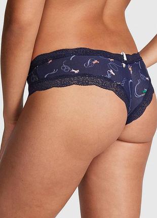 Трусики хіпстери victoria's secret  everyday lace-trim cheekster panty s синій