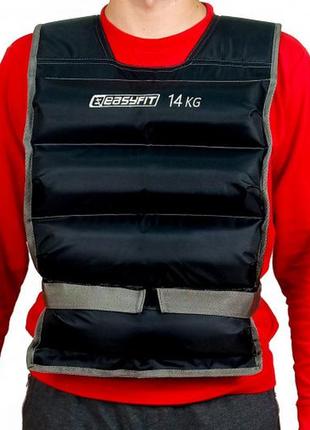 Утяжелительный жилет easyfit ef-vst, 14 кг, чёрный, 36×121 см, с песком, для кроссфита и функциональных тренировок