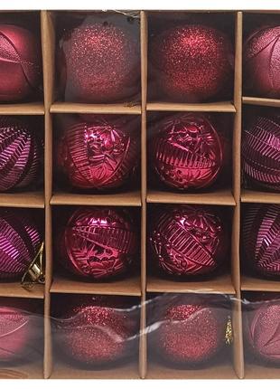 Набор елочных игрушек "шары" 6279-4/13 красный, 16 шт 0201 топ !1 фото
