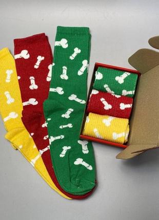 Бокс шкарпеток жіночих довгих демісезонних яскравих з незвичайним принтом 36-41 на 3 пари в подарунковій упаковці2 фото