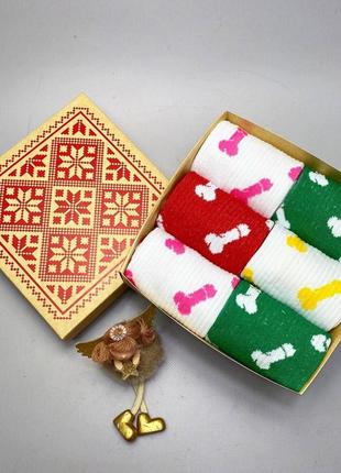 Подарочный набор женских носков на 6 пар 36-41 р со смешным рисунком разноцветные и высокие, мягкие, модные5 фото