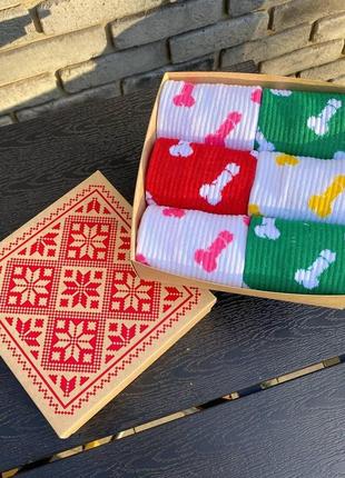 Подарочный набор женских носков на 6 пар 36-41 р со смешным рисунком разноцветные и высокие, мягкие, модные7 фото