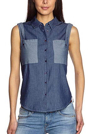 Джинсова сорочка без рукавів безрукавка
