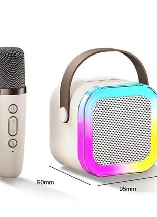 Караоке светодиодный беспроводной на 2 микрофона, аудио микрофон детское караоке speaker k124 фото