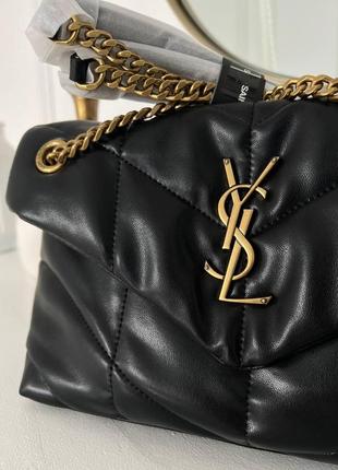 Женская сумка из эко-кожи yves saint laurent puffer ив сен лоран черного цвета молодежная, брендовая8 фото