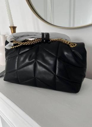 Женская сумка из эко-кожи yves saint laurent puffer ив сен лоран черного цвета молодежная, брендовая5 фото