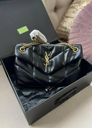 Женская сумка из эко-кожи yves saint laurent puffer ив сен лоран черного цвета молодежная, брендовая7 фото