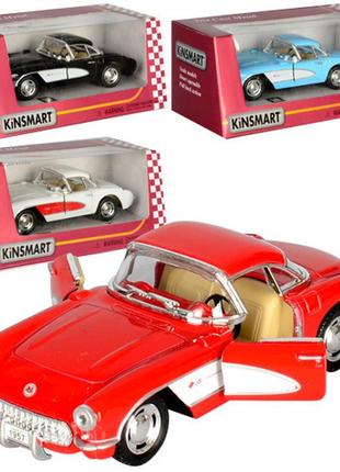 Машинка chevrolet corvette 1957 kinsmart kt5316w інерційна, 1:34 0201 топ!