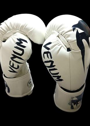 Боксерські рукавички venum 8 oz стрейч білі