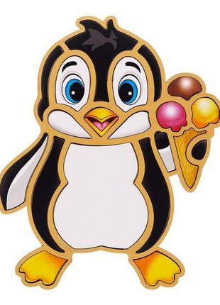 Деревянный пазл-вкладыш "пингвин" ubumblebees (псд120) psd120 пазл-контур 0201 топ !