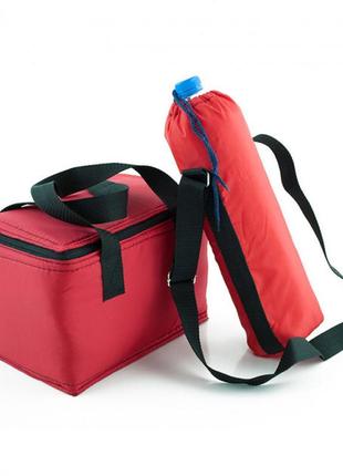 Красный набор из 2 сумок (термосумка под бутылку 2л с ремнем и клапаном, термосумка "ланчбег" 5,5 л)