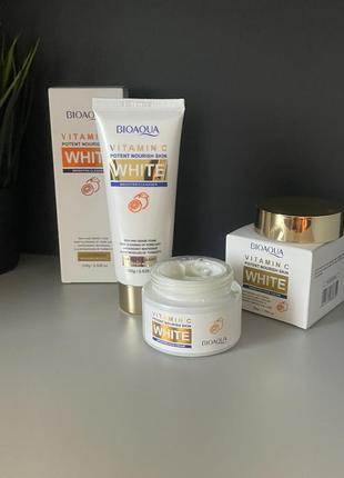 Набор пенка для умывания bioaqua vitamin c white brighten cleanser и дневной крем для лица с витамином с bioaqua vitamin c, 50 грамм