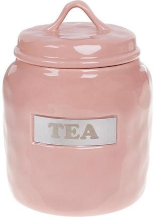 Банка порцелянова necollie "tea" 1500 мл, рожева1 фото