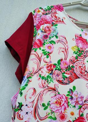 Легкое платье свободного кроя с асиметрией большого размера,батал ,красное и бордо3 фото
