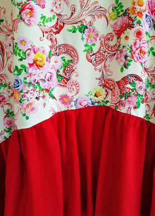 Легкое платье свободного кроя с асиметрией большого размера,батал ,красное и бордо8 фото