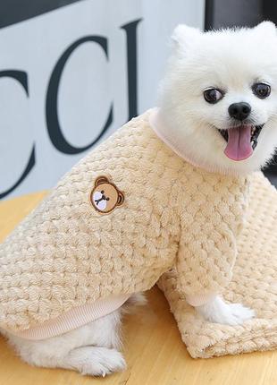 В'язаний махровий светр для котів pet style "ведмедик" бежевий3 фото