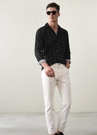 Фланелева сорочка reiss dustin windowpane cotton flannel slim fit shirt black/white