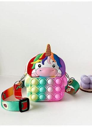 Стильная детская сумочка единорог с поп-итом