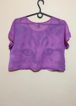 Пляжний топ з котом asos cat print woven crop beach tee3 фото