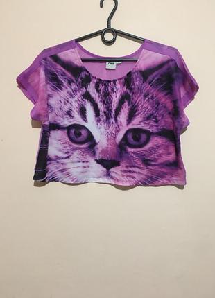 Пляжний топ з котом asos cat print woven crop beach tee4 фото