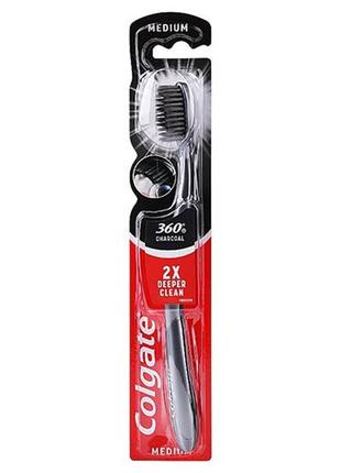 Зубна щітка colgate 360° black середньої жорсткості 1 шт.1 фото