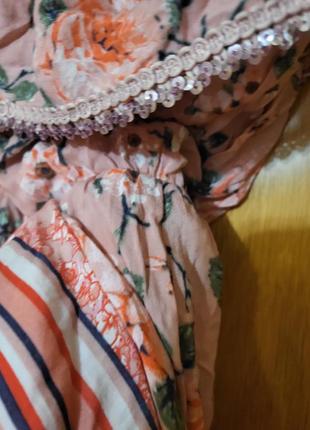 Штапельна сукня плаття в квітковий принт сукня платье  сарафан міді з рюшем наплечна сукня6 фото
