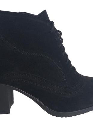 Женские замшевые ботинки на небольшом каблуке утепленные байкой или мехом черные 36-41 индпошив4 фото
