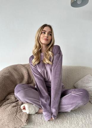 Піжама жіноча фіолетова велюрова