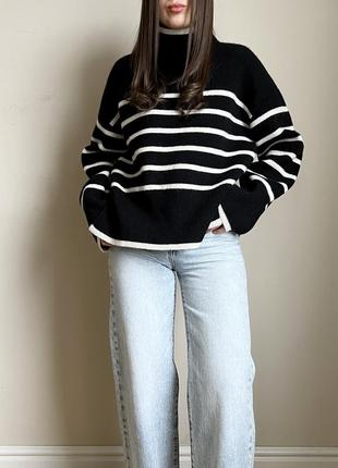 Крутезный полосатый шерстяной свитер из премиум линейки h&m wool blend, великолепный крой, расширенные рукавчики, плотный и томный