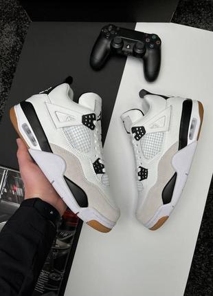 Чоловічі кросівки nike air jordan 4 retro m white gray gum
