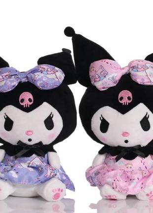 Набор 2 шт sanrio куроми 25 см мягкие игрушки аниме хеллоу китти kuromi hello kitty розовая