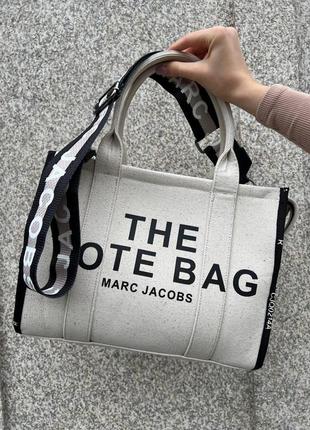 Жіноча сумка marc jacobs mj марк джейкобс tote велика сумка шопер на плече легка тестильна сумка9 фото