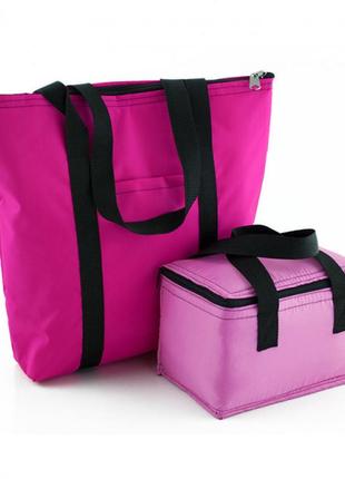 Розовый набор из 2 сумок (термосумка "пляжная", термосумка "ланчбег" 5,5 л)