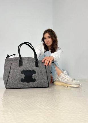 Жіноча сумка текстильна celine молодіжна, брендова сумка шопер через плече3 фото