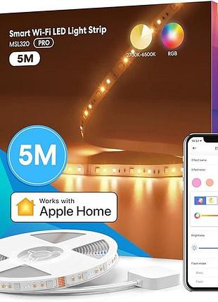 Светодиодная лента meross 5 м работает с apple homekit, светодиодными лентами wlan, смарт-лентой rgbww, совмес