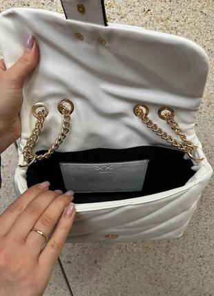 Женская сумка из эко-кожи pinko puff white пинко молодежная, брендовая сумка маленькая через плечо4 фото