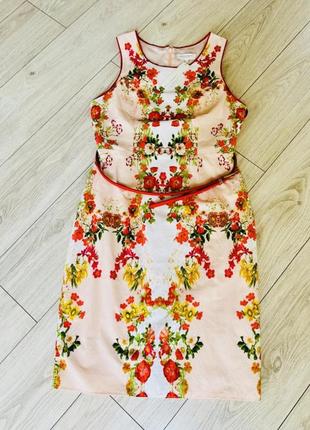 Платье натуральный хлопковый хлопок летняя миди футляр цветочный принт фирменная1 фото