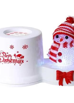 Нічник проєктор сніговик на підставці 3 вт світлодіодний від usb 185x115x95 мм white/red1 фото