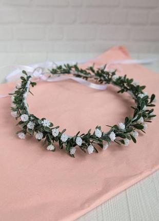 Віночок з гіпсофіли, вінок на голову, віночок для першого причастя