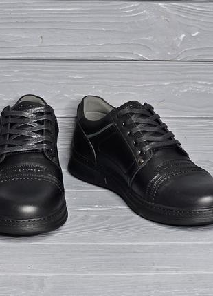 Кожаные черные мужские прошитые туфли на шнурках тм bumer!!!4 фото