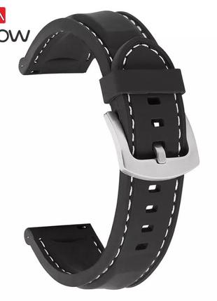 Ремешок силиконовый для умных смарт часов smart watch 22 мм amazfit samsung huawei ремешки 22mm fg22d черный