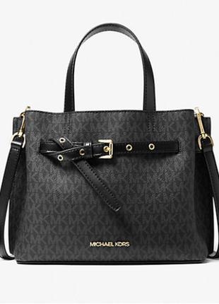 Жіноча сумка michael michael kors emilia small logo satchel (35h0gu5s1b) чорна