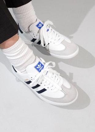 Кроссовки adidas samba white/grey/dark blue9 фото