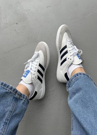 Кроссовки adidas samba white/grey/dark blue3 фото