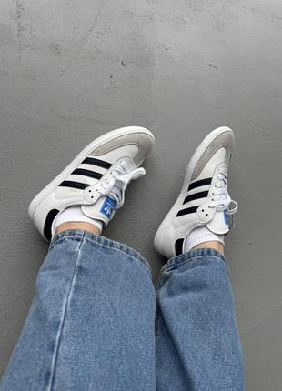 Кроссовки adidas samba white/grey/dark blue4 фото