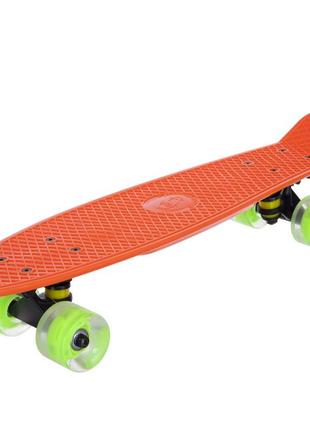 Скейтборд пенні penny led wheels fish sp-sport sk-405-3 жовтогарячий-чорний-зелений