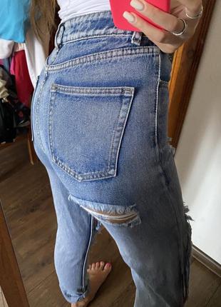 Новые джинсы скинни на высокой талии рваные с дырками высокая посадка boohoo оригинал5 фото