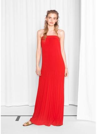 Плессировка червоне довге плаття 🎀& other stories